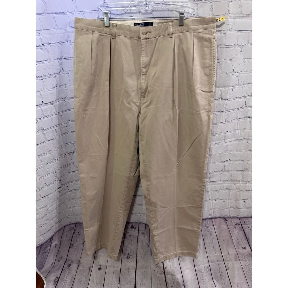 Polo Ralph Lauren Andrew Pant Mens 42x32 Khaki Tan Pleated Chino Cotton Trousers